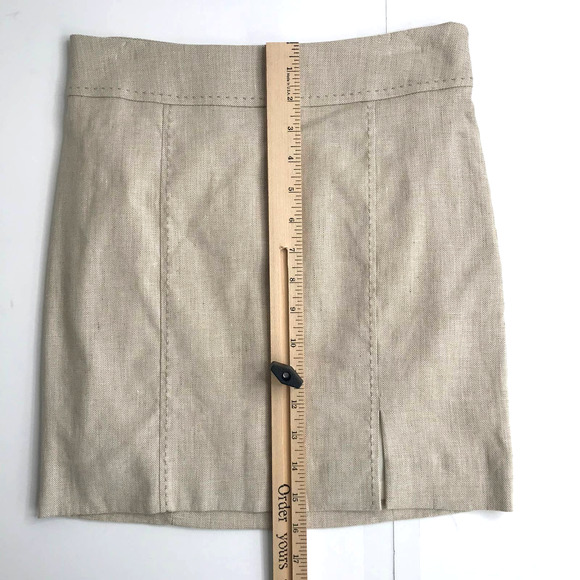 Bebe Mini Pencil Skirt Sz 0 Linen Blend NWT Tan Women Pocket Detail Straight - Picture 8 of 8